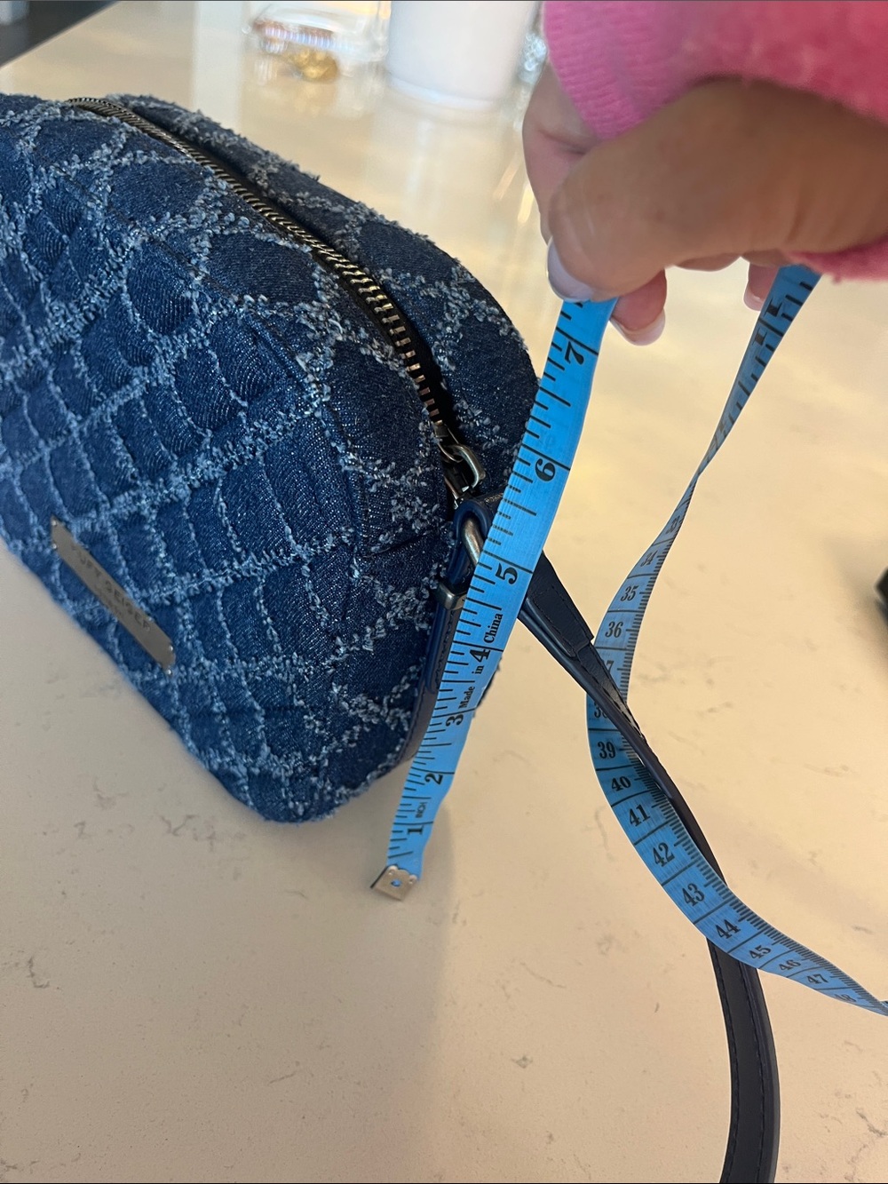 Kurt Geiger Navy Quilted Denim Crossbody Bag - Picture 9 of 9